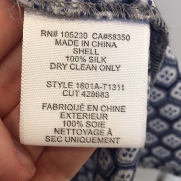 Joie Blue Patterned Silk Blouse - Picture 5 of 6